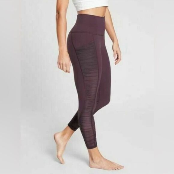 Athleta Mesh Up 7/8 Leggings In Spiced Cabernet. Size Small. - Picture 1 of 14